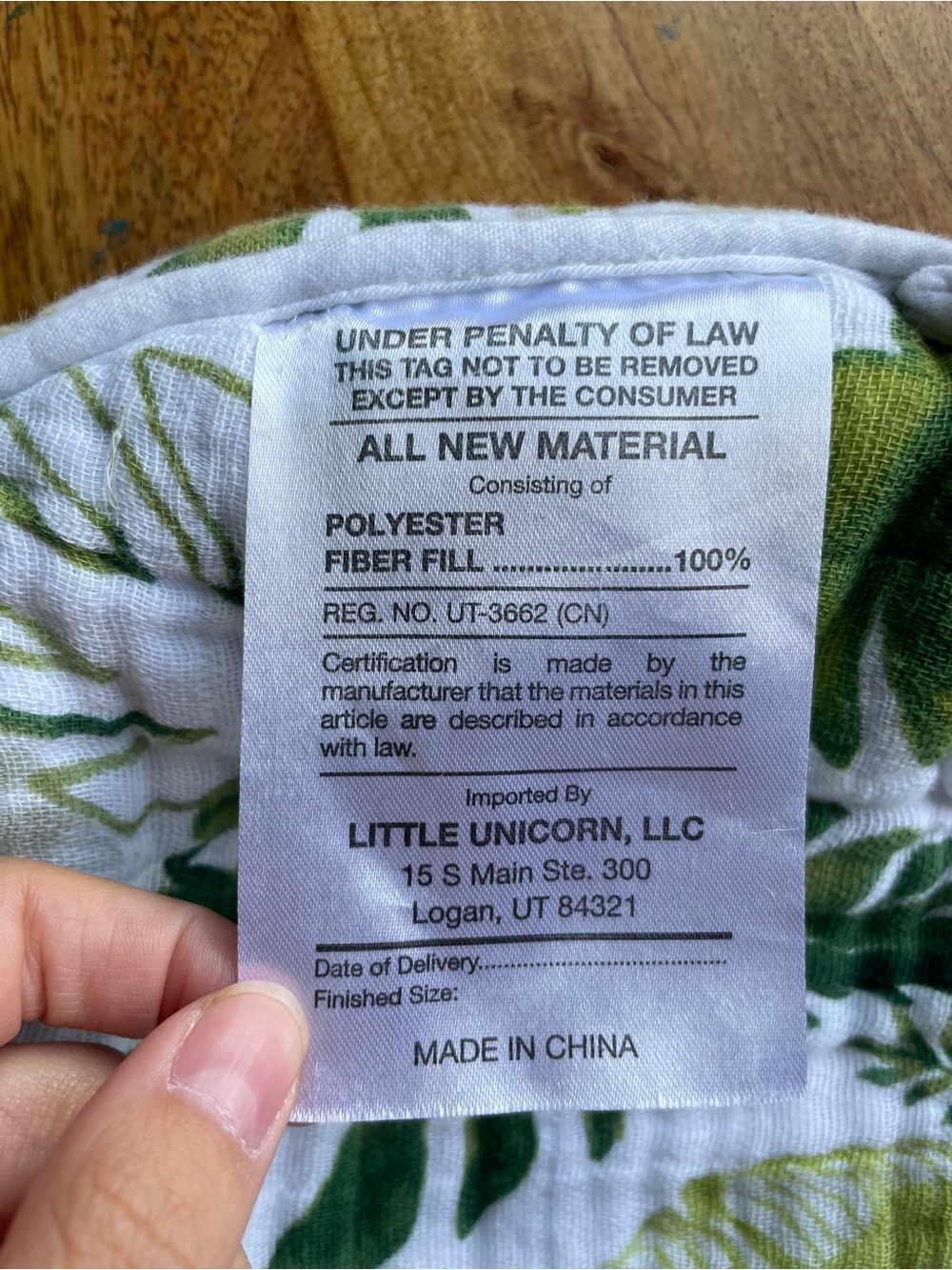 Infant Carseat Insert Head Support in Green Leaf Print - Picture 6 of 6